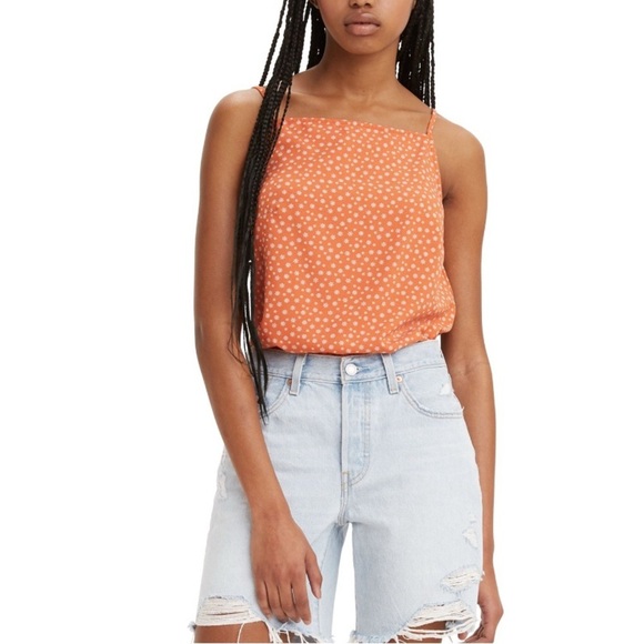 *NWT* Levi’s Camila Tie-Back Camisole Top in Orange Schoolyard Daisy, Size Small - Picture 3 of 9